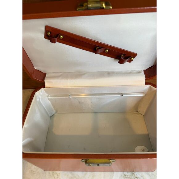 Vintage Luce Faux Leather Vanity Case Travel Cosmetics Organizer Brown - Picture 7 of 7